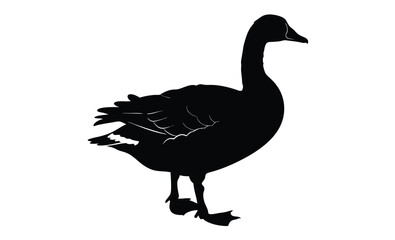 Duck silhouette illustration, Waterfowl bird icon, Simple animal vector design