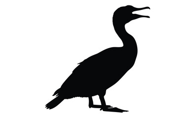 Duck silhouette illustration, Waterfowl bird icon, Simple animal vector design