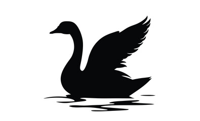 Duck silhouette illustration, Waterfowl bird icon, Simple animal vector design