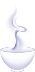 Steam rising from hot food bowl