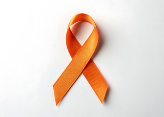 Orange Awareness Ribbon on White Background &ndash; Symbol of Leukemia, Multiple Sclerosis, and Self-Harm Awareness