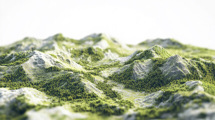Digital Terrain Map of Forested Mountain Range with GPS and Drone Data Overlays