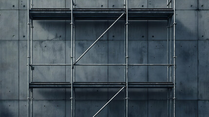 Gray Metal Scaffolding Against Concrete Wall
