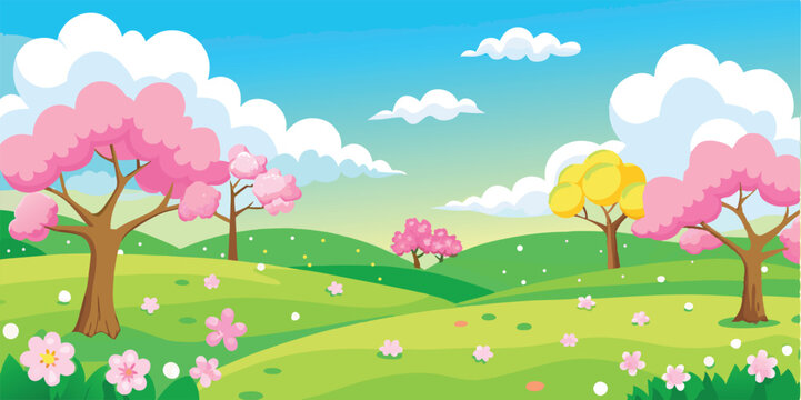 Cherry Blossom and road design for spring pro vector