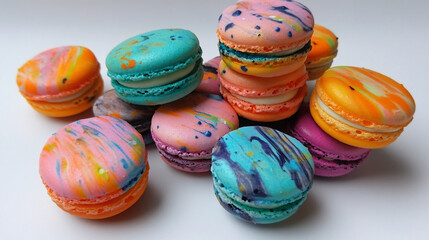 Vibrant Assortment of Colorful Macarons on Display