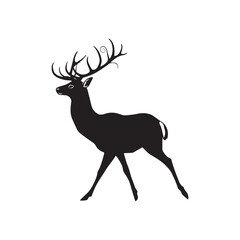 Obraz premium Deer Silhouette with Vibrant Sunset Background Nature Inspired Vector 