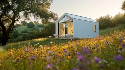 Charming american style tiny guest house amid california s blooming spring landscape and nature