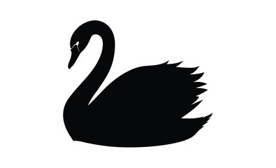 Swan silhouette illustration, Elegant bird icon, Waterfowl vector graphic