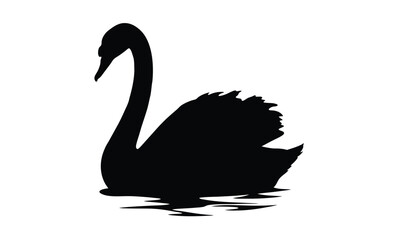 Swan silhouette illustration, Elegant bird icon, Waterfowl vector graphic