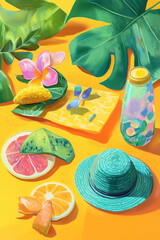 tropical fruit cocktail on the beach