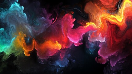 Fototapeta premium Abstract Colorful Swirling Nebula Art with Vibrant Hues and Dark Background