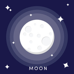Flat Design Solar System Moon