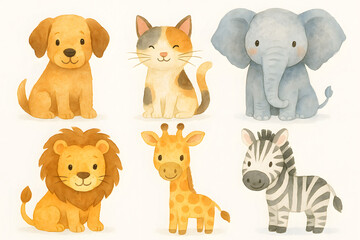 Cute Watercolor Illustrations of Baby Animals