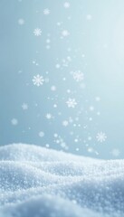 Fototapeta premium Close-up of snowflakes gently falling on a white background, winter, cold, intricate
