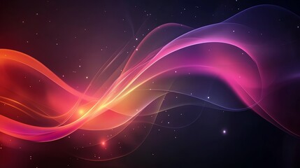 Fototapeta premium Abstract Pink Orange Purple Waves Glowing Dark Background