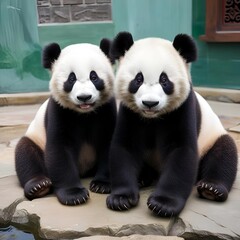Obraz premium Wildlife Close-Up of Panda Bear in China’s Bamboo Forest