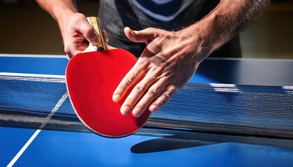 Hand holding a ping pong paddle