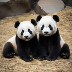 Obraz premium Adorable Panda Bear Sitting Peacefully in the Wild