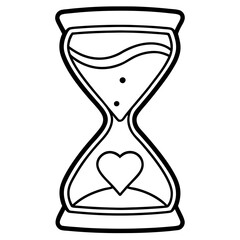 Elegant Line Art Hourglass with Heart Sand