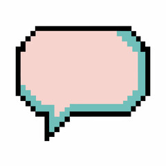 Obraz premium Retro Pixel Art Speech Bubble Icon 8 Bit Style Communication Graphic