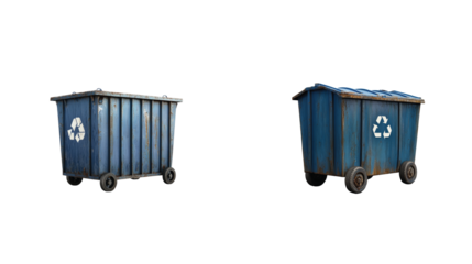 Various recycling bins for waste disposal and environmental conservation on display