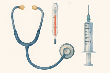Watercolor Medical Tools Illustration
