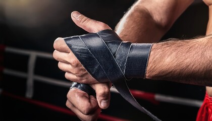 Hands being wrapped in boxing tape