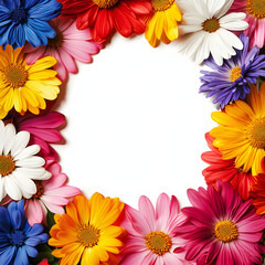Obraz premium Vibrant Floral Frame: A Colorful Celebration of Spring Blossoms