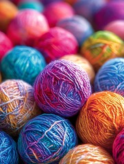 Obraz premium Colorful Yarn Balls Close Up