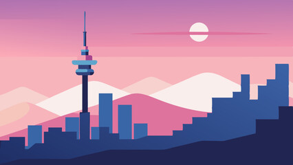  seoul skyline with namsan tower and pastel sky 