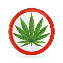 Cannabis Leaf in Red Circular Frame: A Bold Graphic Design