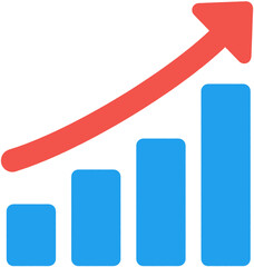 성장과 향상을 나타내는 상승 그래프 아이콘 일러스트