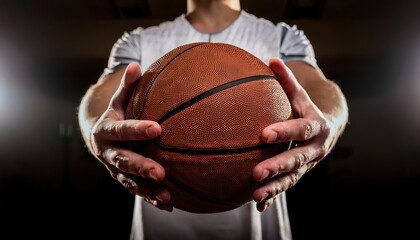 Close-up of hands holding a basketball