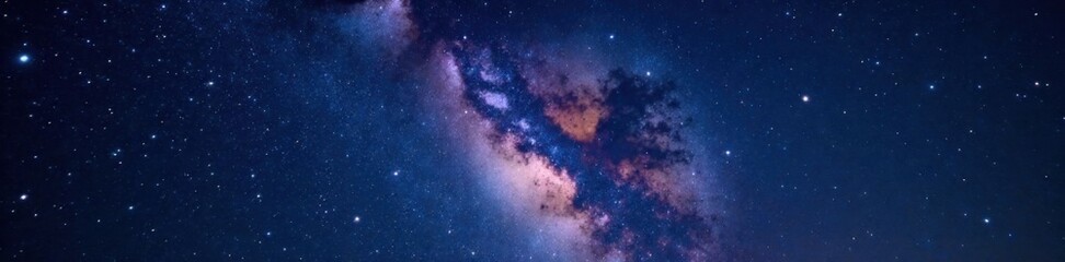 Fototapeta premium Milky Way galaxy with bright stars in a dark, starry night sky, astronomy, stars, cosmic