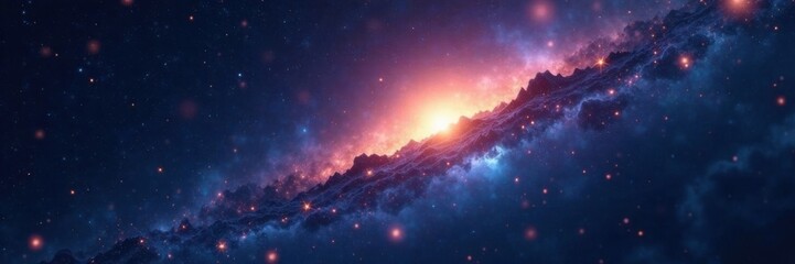 Naklejka premium A lone star shines brightly amidst a sea of twinkling celestial bodies in the vast unknown , galaxy, cosmos, stars