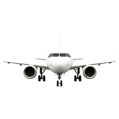Fototapeta premium Commercial Airplane Front View Clean Design, White Aircraft