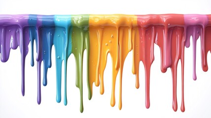 Rainbow of dripping paint forming colorful stripes