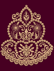ornamental round lace pattern, beautiful embroidery motif, for textile digital, seamless background