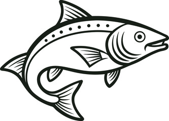 salmon fish outline  vector illustration on white background