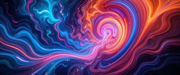 Fototapeta premium A vibrant abstract background featuring a dynamic interplay of colorful swirls and flowing lines, creating a sense of movement and energy, perfect for artistic projects or designs.