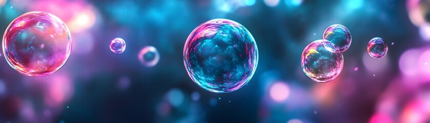 Fototapeta premium Colorful Bubbles Floating in a Dreamy Abstract Background