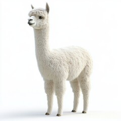 Obraz premium Adorable fluffy white alpaca stock photo perfect for textile agriculture or childrens book illustrations