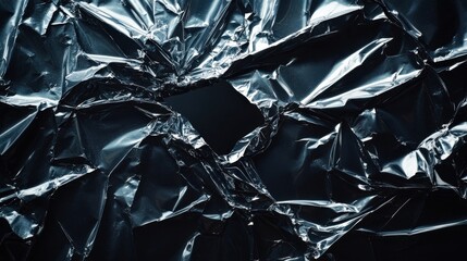 Abstract Black and Silver Wrinkled Metallic Background Texture