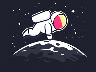 Astronaut spacewalk above moon surface