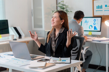 Frustrated Businesswoman Struggling with Office Workload