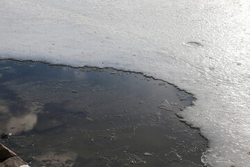 The process of ice melting before a flood.