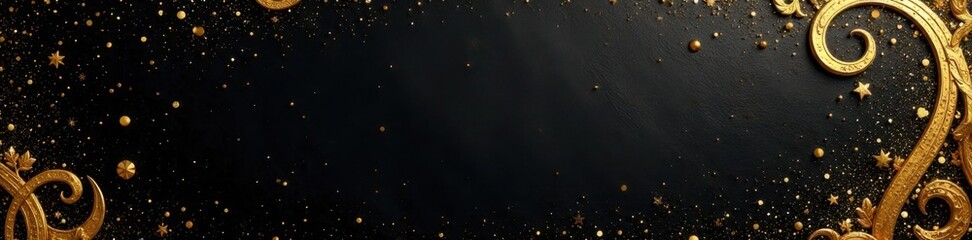 Obraz premium Opulent gold foil background with black velvet textures and intricate metallic details, velvet, metallic, black
