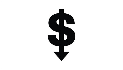 Dollar Sign Down Arrow Icon for Financial Decline High Resolution Picture.