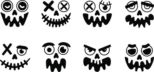 Spooky Halloween Pumpkin Faces Vector Set | Scary Jack-o’-Lantern Silhouettes