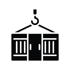 shipping container on hook Icon with transparent background stock icon